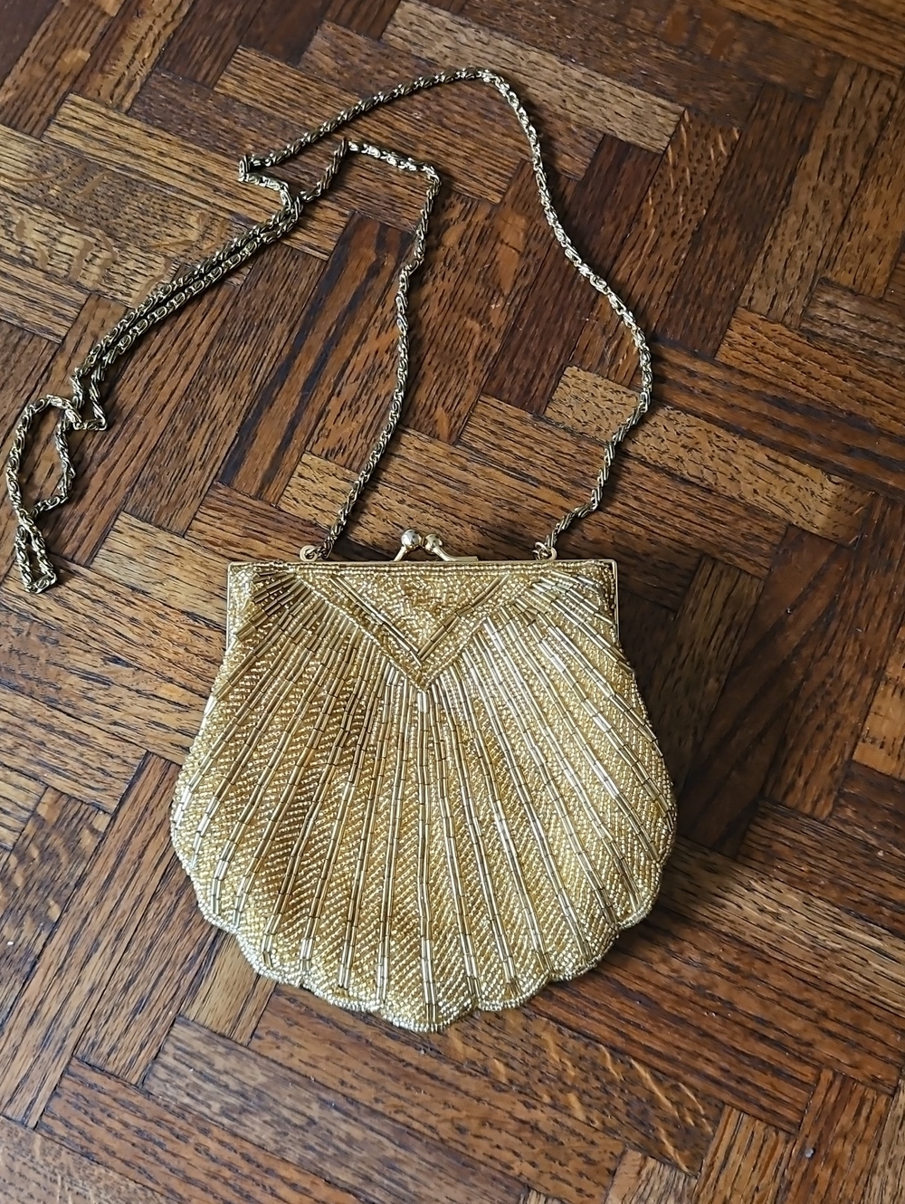 Apt. 9 Gold Beaded Shell Wristlet Crossbody